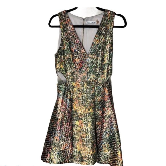 ALICE + OLIVIA METALLIC SHIMMERING GOLD DRESS SZ 6 - Picture 2 of 11